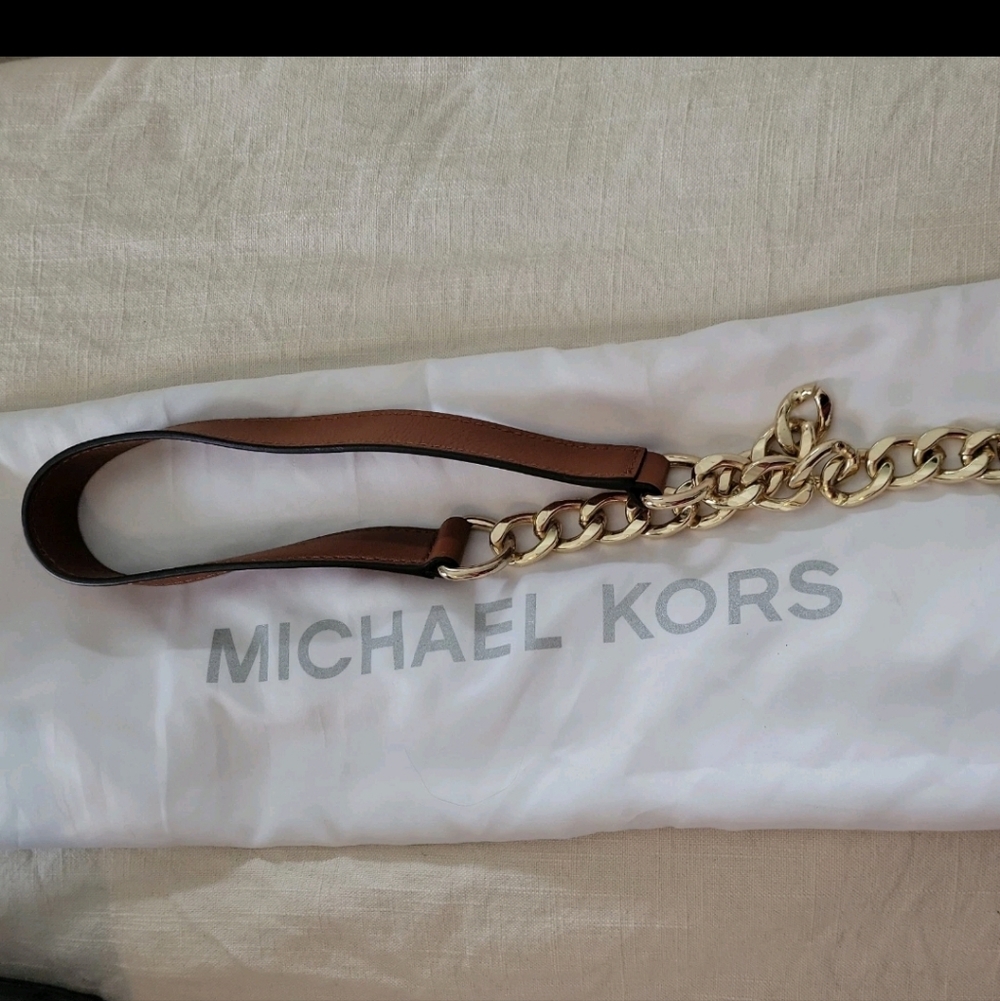 Michael Kors Hamilton Leather Bag Brown Logo with Dust Bag - Picture 10 of 13